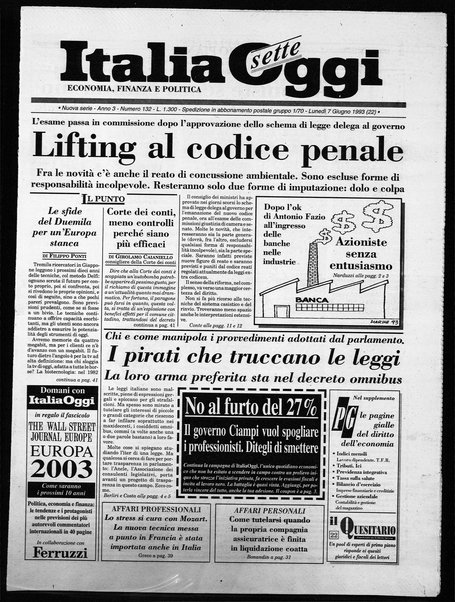 Italia oggi : quotidiano di economia finanza e politica